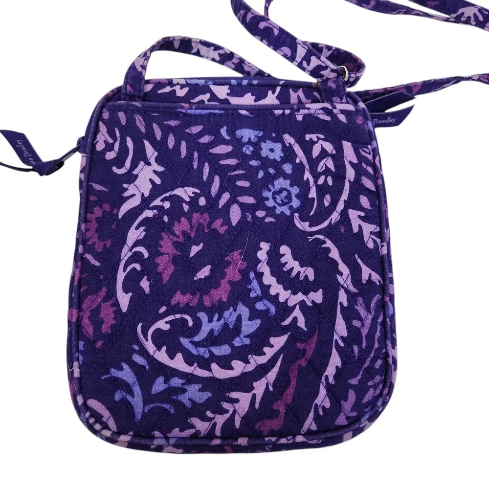 VERA BRADLEY Crossbody Bag Womens Small Purple Floral Cotton Quilted Purse